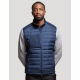 Bodywarmer homme vue face coloris bleu marine sans manches matelassé zip central poche poitrine zippée sans marquage visible