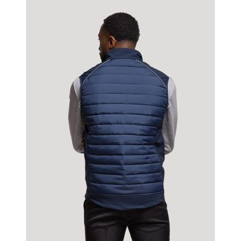 Bodywarmer homme vue dos coloris bleu marine sans manches col montant surface uniforme sans marquage visible