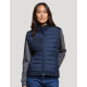 Bodywarmer femme vue face coloris bleu marine sans manches fermé surface uniforme sans marquage visible
