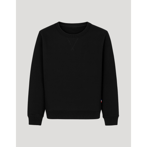 Sweat unisexe à plat vue face coloris noir surface uniforme sans marquage visible