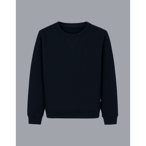 Sweat unisexe à plat vue face coloris bleu marine surface uniforme sans marquage visible