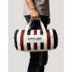 Sac polochon canvas polyester porté main rayures tricolores logo Epicure marquage visible sur la face principale