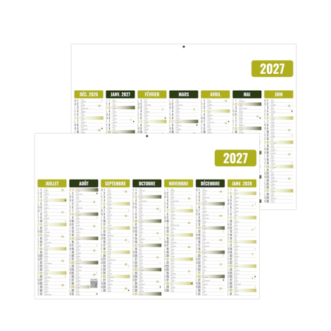 Calendrier bancaire 2027 Eco en version bleue avec logo personnalisable