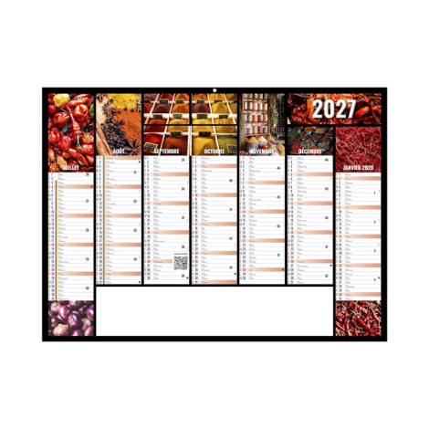 Grille calendrier publicitaire Caméléon avec bandeau personnalisable
