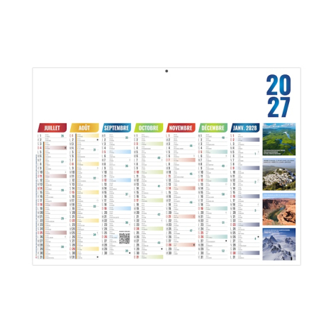 Calendrier Alexandre 2027 verso avec visuel vertical coloré
