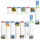 Calendrier scolaire présenté avec ses deux faces superposées illustrées de paysages et monuments français.