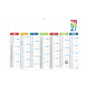 Calendrier scolaire avec les mois de septembre 2026 à mars 2027 présentés en colonnes multicolores et zone de marquage blanche.