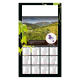 Vue arrière du calendrier présentant le calendrier annuel complet et les informations pratiques.
