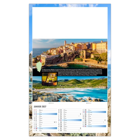 Calendrier illustré de Bastia, du désert des Agriates et des vignobles de Corse.