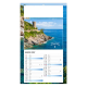 Calendrier illustré du Cap Corse avec tour génoise dominant un littoral rocheux.