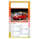 Calendrier illustré d’une Renault 5 GT Turbo rouge dans un environnement urbain contemporain.