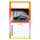 Calendrier illustré d’une Mazda MX-5 noire première génération sous une galerie monumentale.