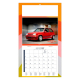 Calendrier illustré d’une Renault 5 GT Turbo rouge dans un environnement urbain contemporain.