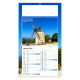 Calendrier publicitaire illustré d’un moulin en pierre dans un paysage rural français.