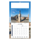 Calendrier publicitaire illustré d’un moulin en pierre dans un paysage rural français.