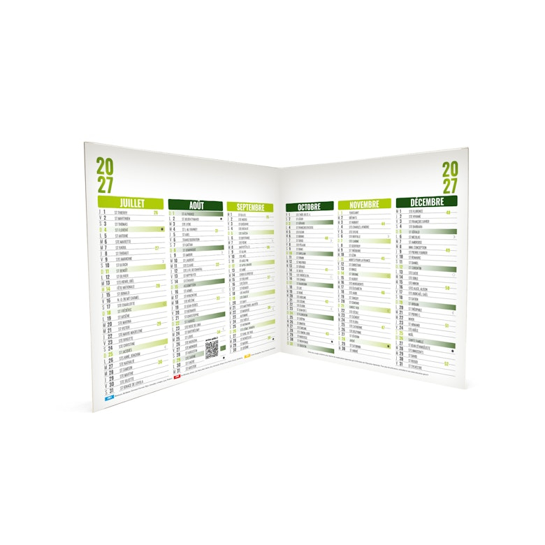 Calendrier bancaire publicitaire Origami carré Vert