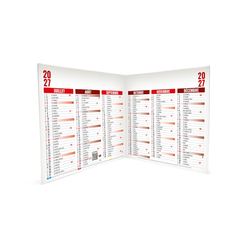 Calendrier bancaire publicitaire Origami carré Rouge