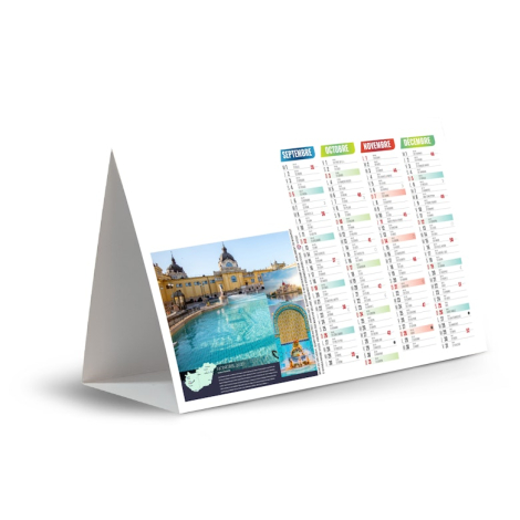 Calendrier chevalet thermalisme Hongrie avec bain thermal de Budapest et troisième quadrimestre 2027