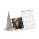 Calendrier chevalet Pop'art illustré d’un félin sauvage en cape à capuche.