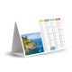 Calendrier chevalet Ajaccio illustré du Cap Corse et de sa tour génoise.