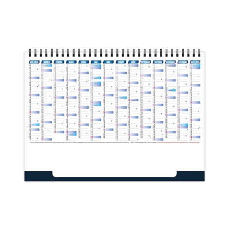 Calendrier chevalet publicitaire présentant le planning annuel complet 2027 sur fond blanc