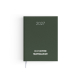 Agenda format voyage fermé avec couverture kaki effet naturel et signet textile blanc