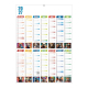 Calendrier planning mural effaçable 2027 avec affichage sur 14 mois, colonnes colorées et illustrations animalières.