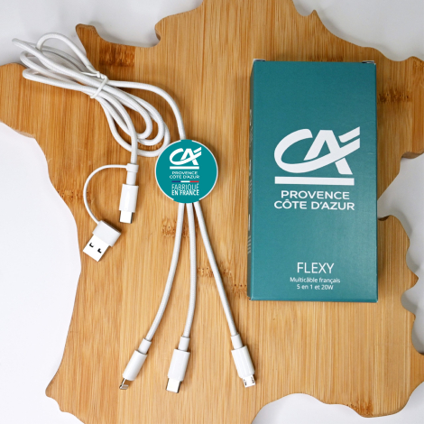 Multicâble publicitaire 5-en-1 personnalisable Flexy