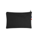 Pochette publicitaire en coton noir fabriquée en France avec fermeture zippée et personnalisation sur la face avant