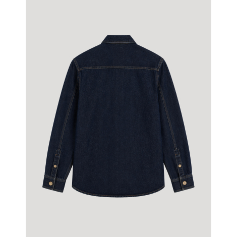 Surchemise unisexe publicitaire en denim Made in France présentée seule de dos, idéale pour une broderie personnalisée au dos.