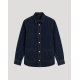 Surchemise unisexe publicitaire en denim Made in France présentée seule de face avec fermeture boutonnée et zone de broderie sur