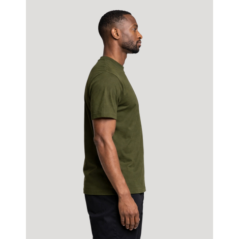 T-shirt homme publicitaire Aurele kaki en coton bio fabriqué en France, vue de profil