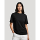 T-shirt femme Hersch noir vu de face avec pantalon blanc et col rond, aucune personnalisation visible T-shirt femme Hersch noir vu de face avec pantalon blanc et col rond, aucune personnalisation visible