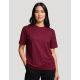 T-shirt femme Hersch bordeaux vu de face avec pantalon noir et col rond, aucune personnalisation apparente T-shirt femme Hersch bordeaux vu de face avec pantalon noir et col rond, aucune personnalisation apparente