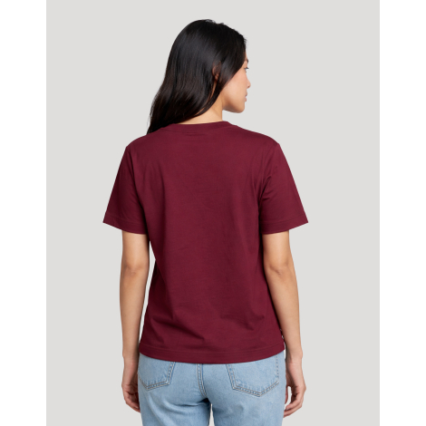 T-shirt femme Hersch bordeaux présenté de dos avec coupe relax et dos uni, sans marquage visible