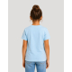T-shirt enfant coton bio bleu clair présenté de dos avec jean bleu, zone de marquage identifiable au dos T-shirt enfant coton bio bleu clair présenté de dos avec jean bleu, zone de marquage identifiable au dos