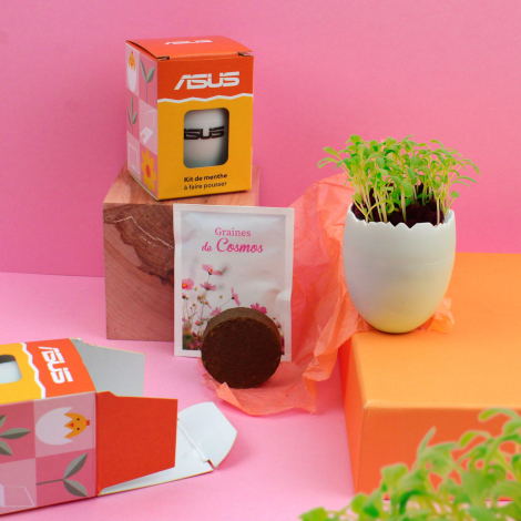 Kit de plantation publicitaire personnalisable avec graines