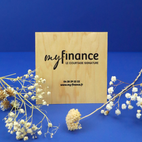 Mini carte carrée publicitaire personnalisable en bois