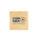 Sous-bock carré en bois personnalisé avec logo de restaurant imprimé en couleurs, présenté sur fond blanc.