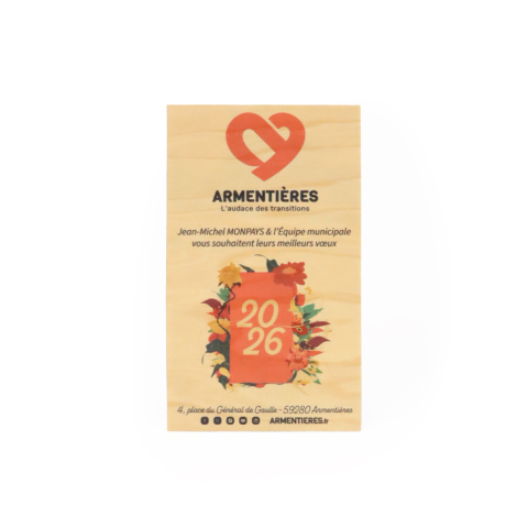 Carte longue publicitaire personnalisable en bois
