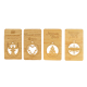 Quatre modèles de cartes de vœux en bois personnalisées avec décorations de Noël détachables et découpées.