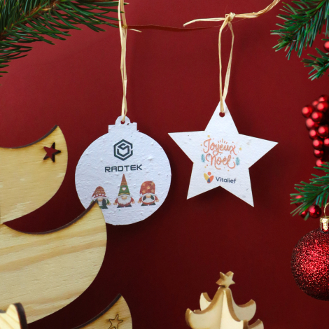 Décoration de Noël publicitaire personnalisable en papier graines